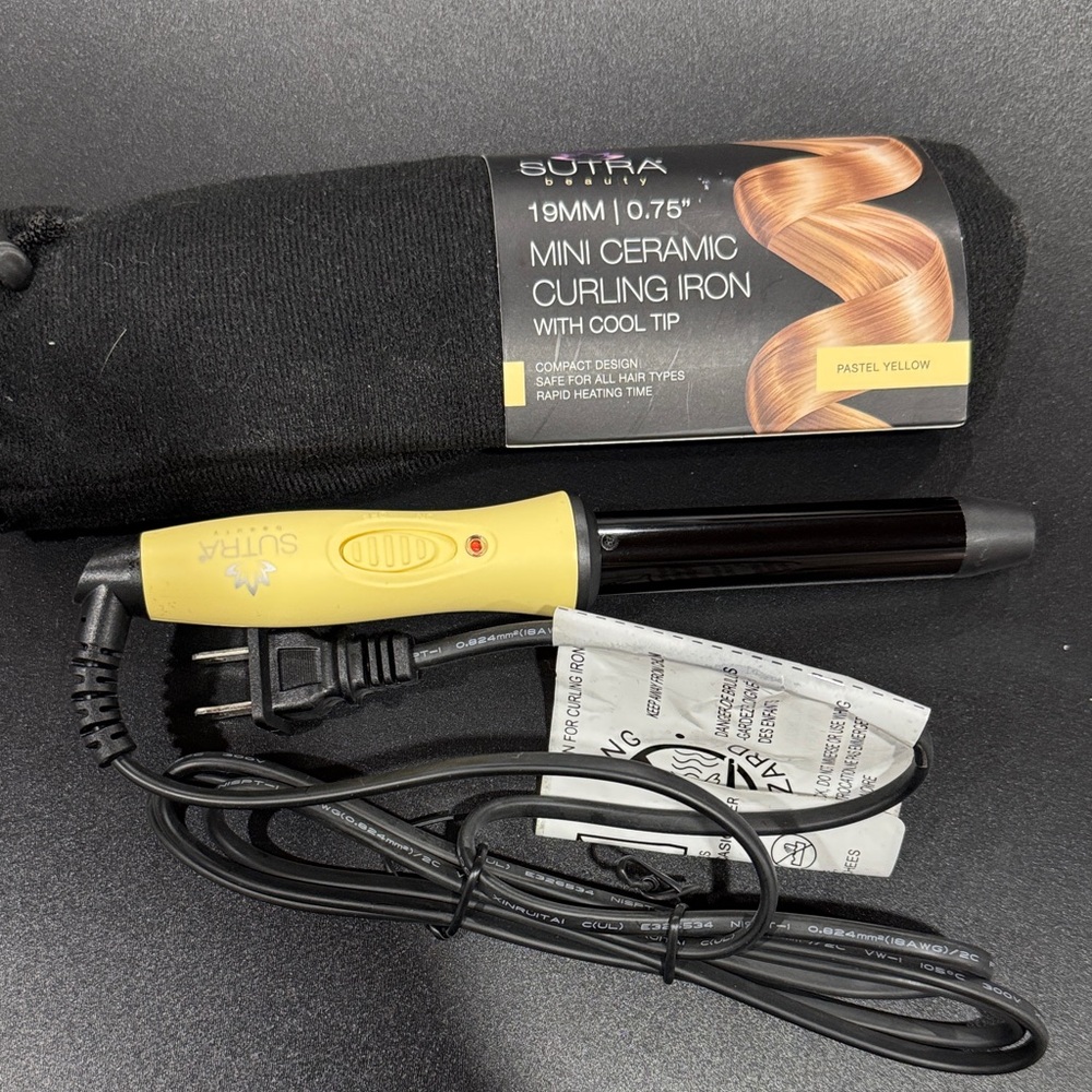 Sutra Mini Ceramic Curling Iron wand with cool tip  - Yellow and Black